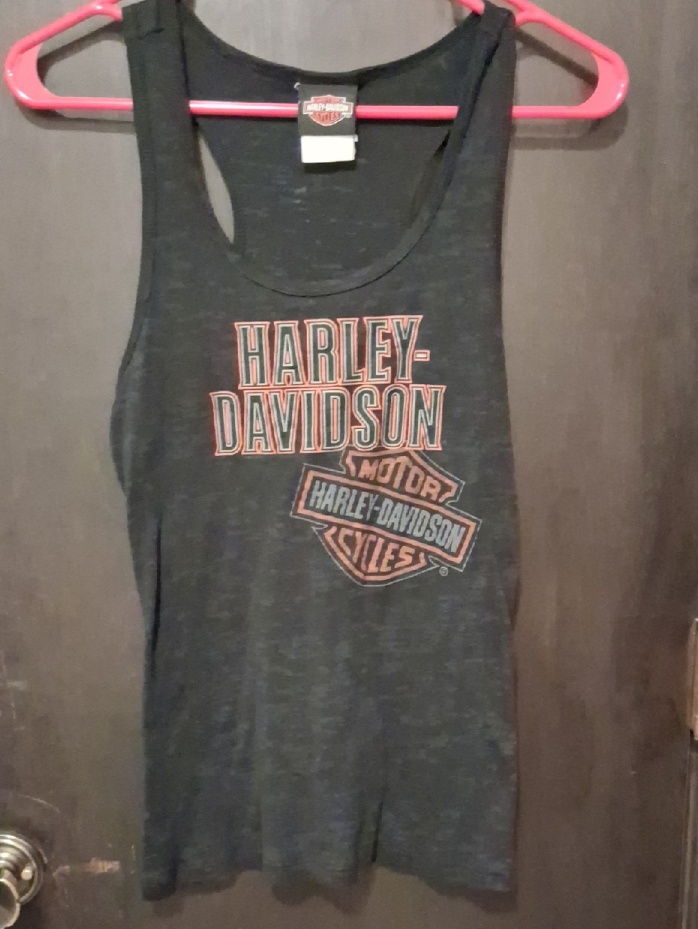Harley-Davidson Black Tank with Orange and White Logo